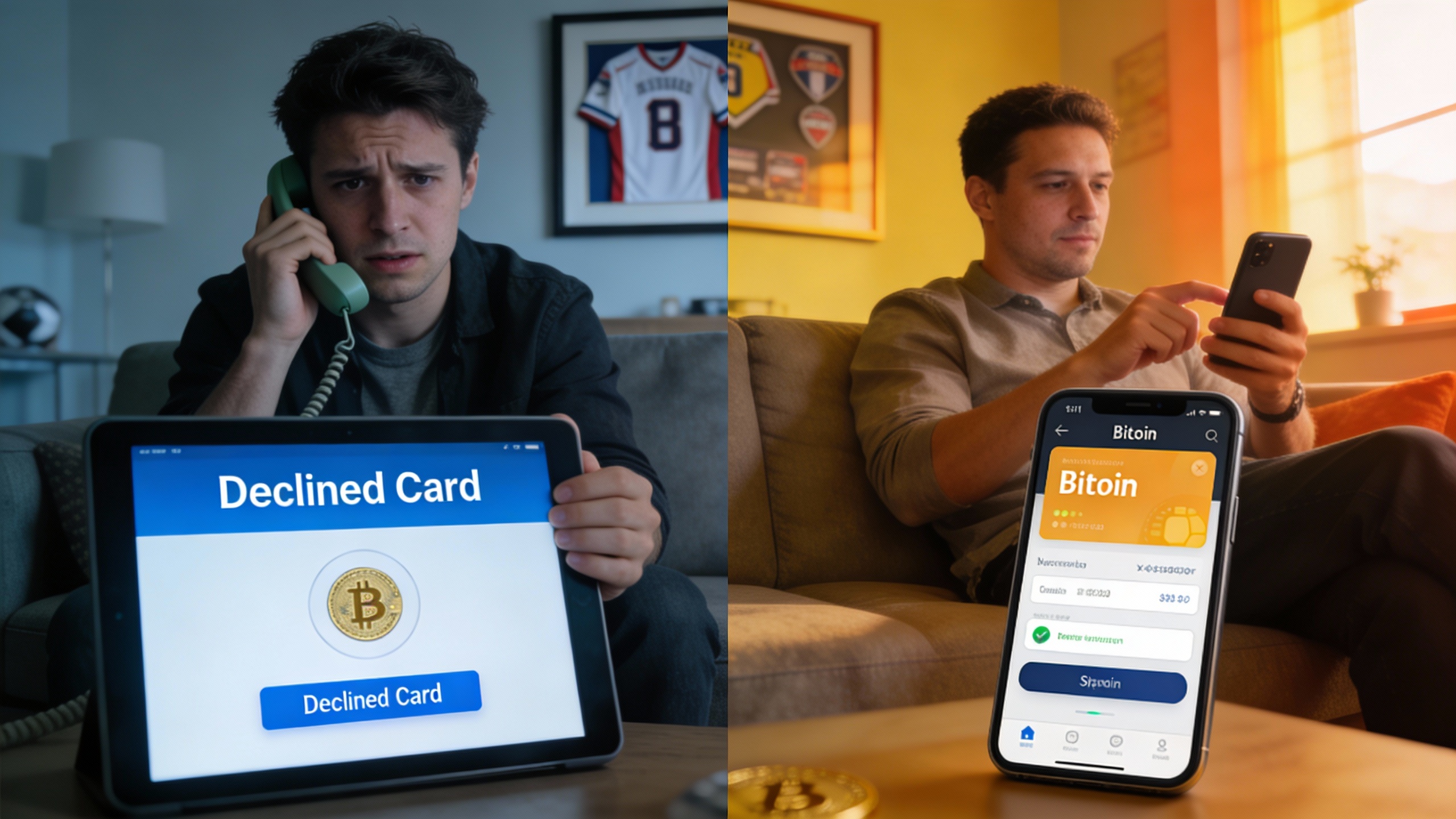 Side-by-side comparison of bank delays versus quick crypto transfers for sports betting, highlighting smart betting strategies